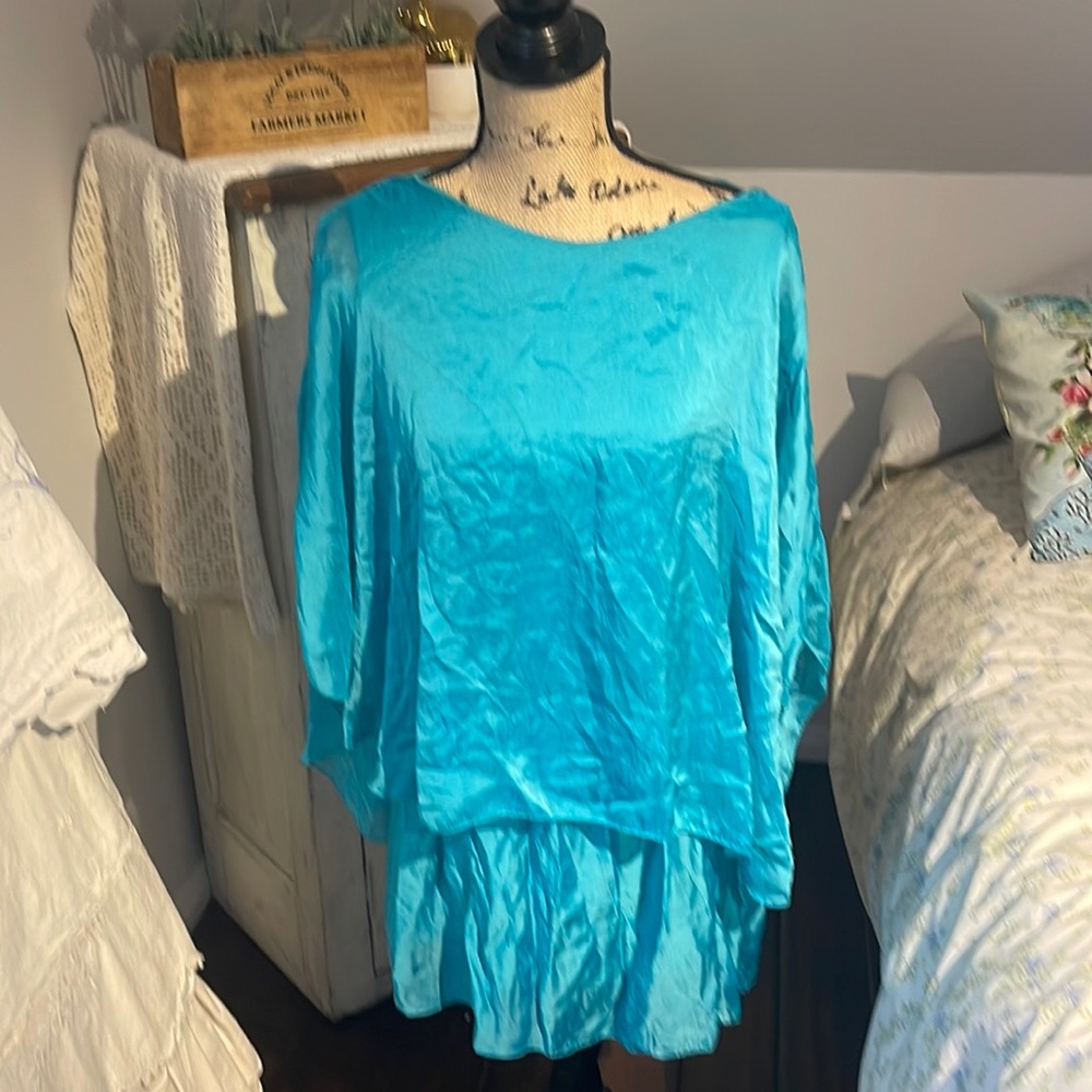 Blue silk dress